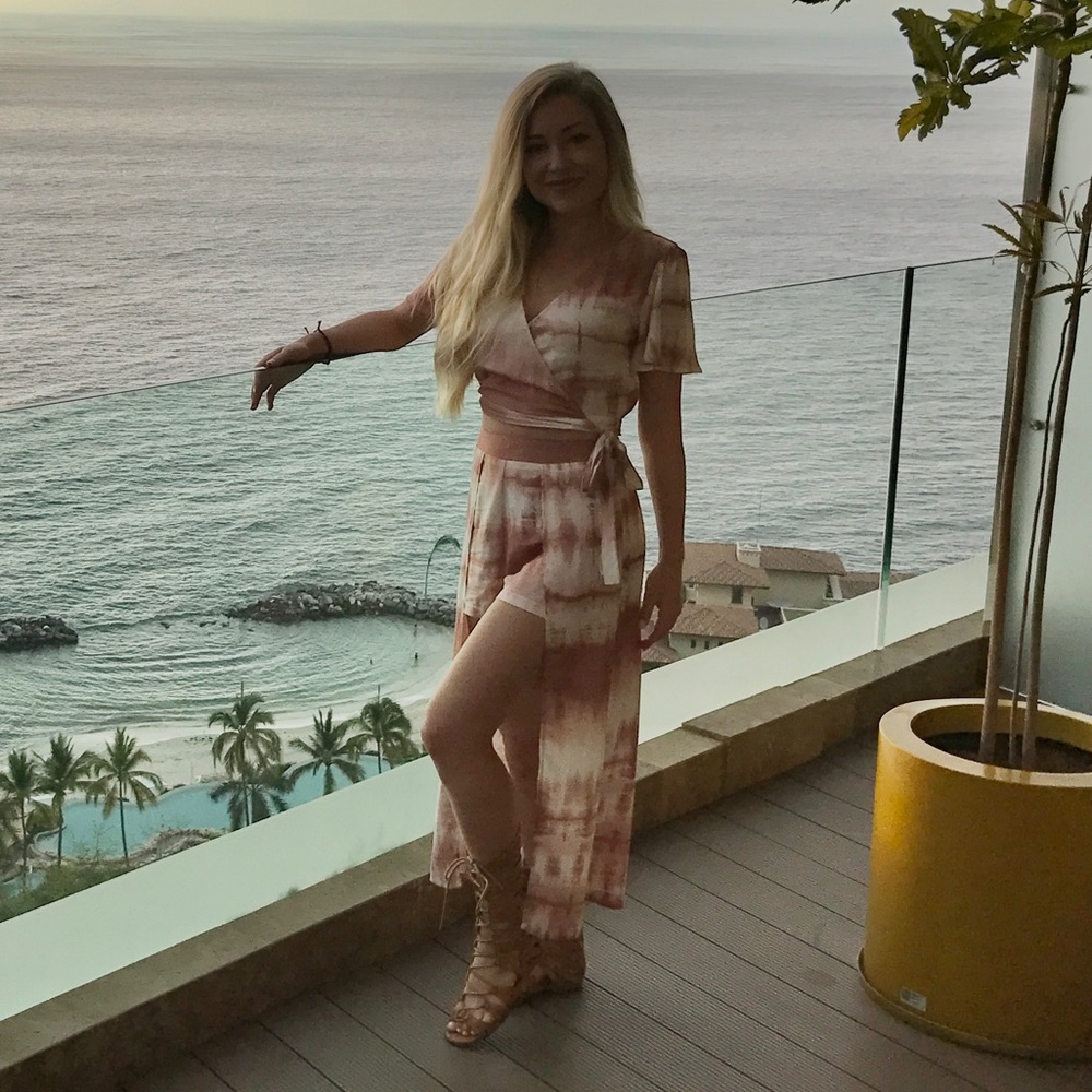 Tie-Dye Skirt-Overlap Short & Top set